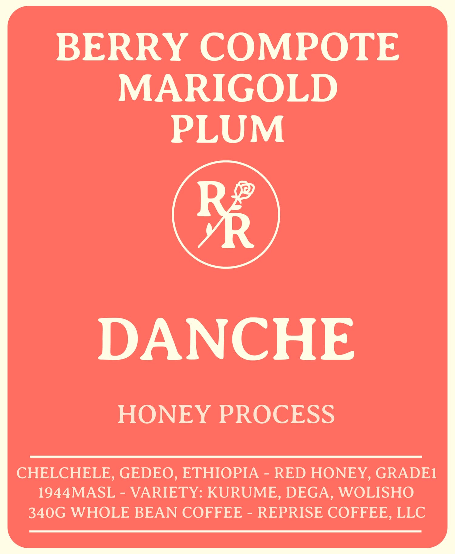 Danche- Gedeo, Ethiopia - Honey Process - Organic, Grade 1